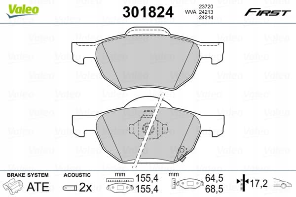 301824 valeo колодки тормозное first - новая запчасть