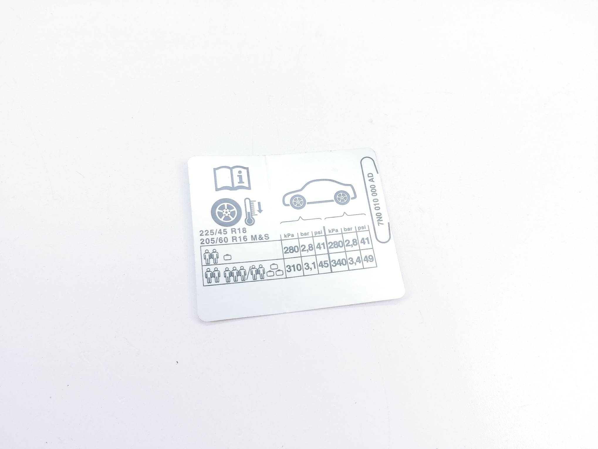 Наклейка etykieta vw sharan 7n 7n0010000ad - нова запчастина оригінал