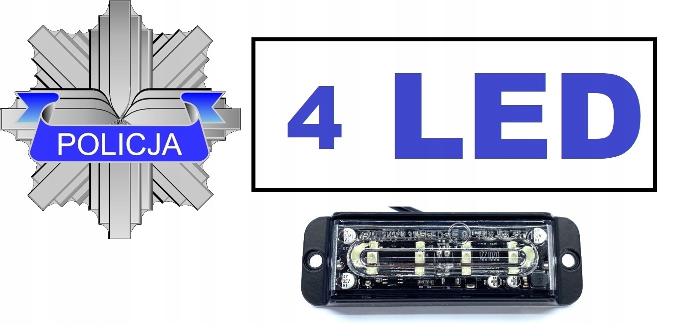 Фара стробоскоп led підсвідка 4 blue поліція 12v поліція guard cbsp швидка допомога - нова запчастина